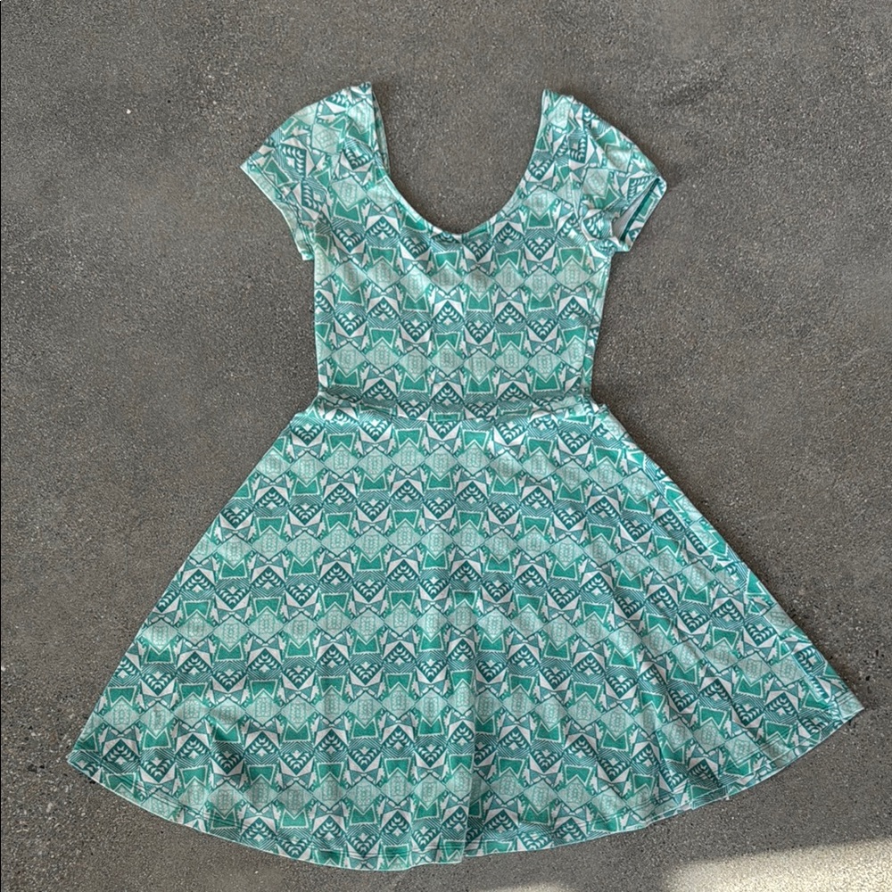 Teal Geometric Pattern Dress
